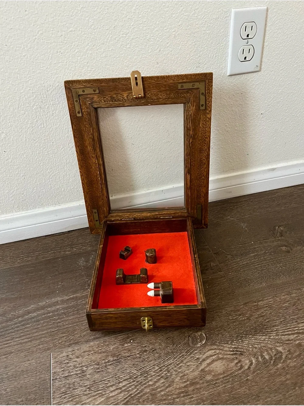 Wood Framed Red Shadow Box Wall Decor